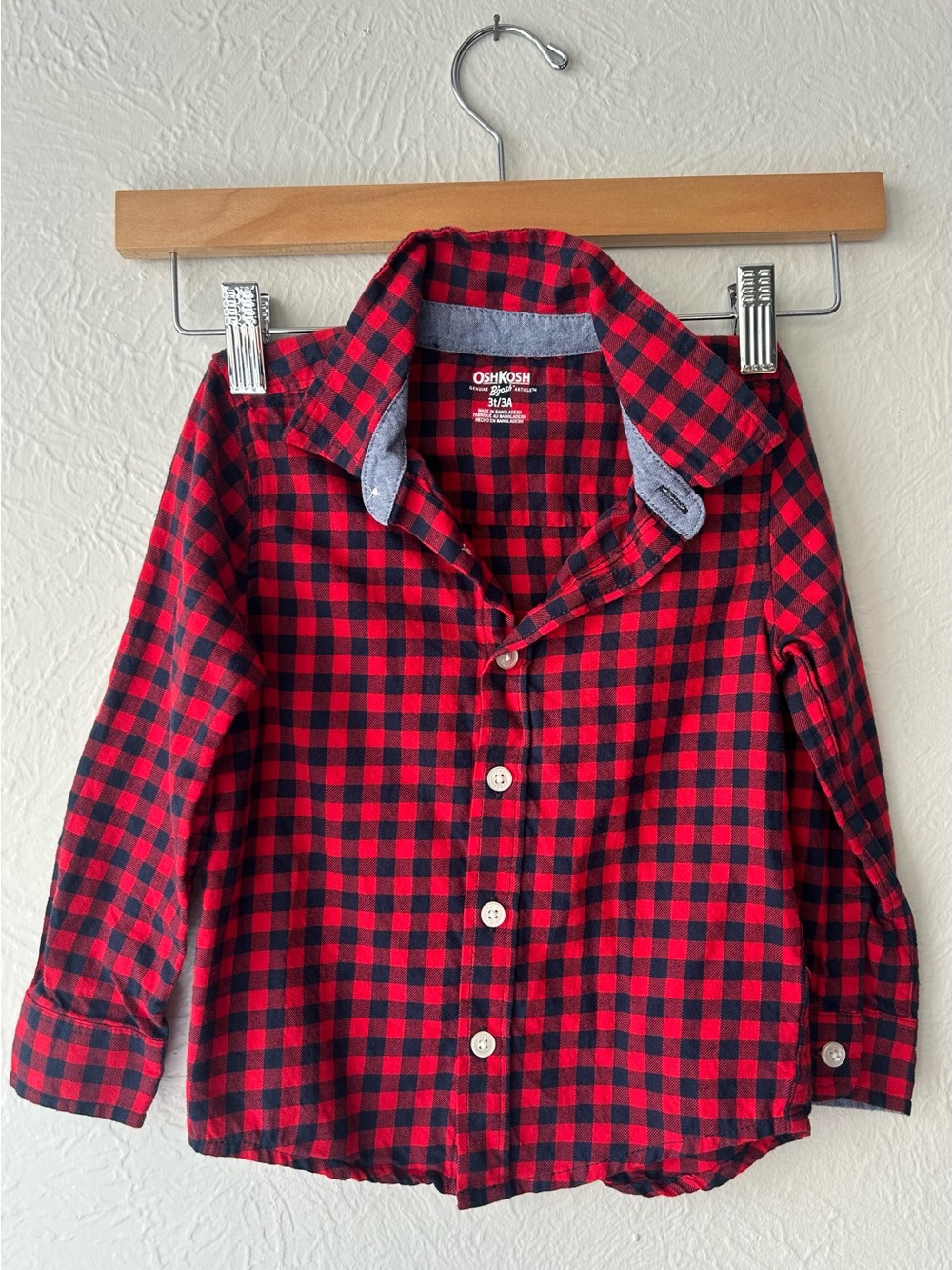 OshKosh B'gosh Red and Black Buffalo Plaid Button-Down Shirt